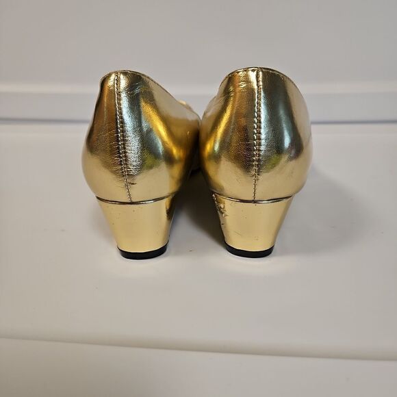 🌹Statues Gold Wedge Heels sz 9w - Picture 3 of 7